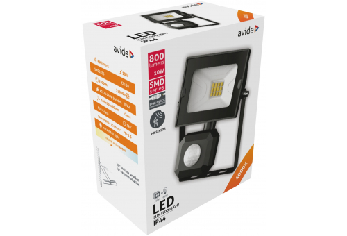 LED Flutlichter Slim SMD 10W NW 4000K Mozg.érz. PIR Bewegungssensor Schnellanschluss.