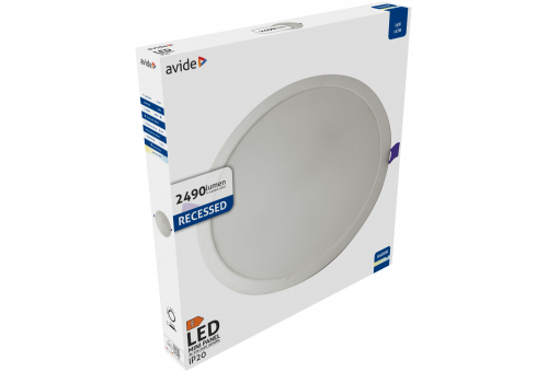 Avide LED Ceiling Lamp Recessed Panel Round Plastic 24W CW 6400K